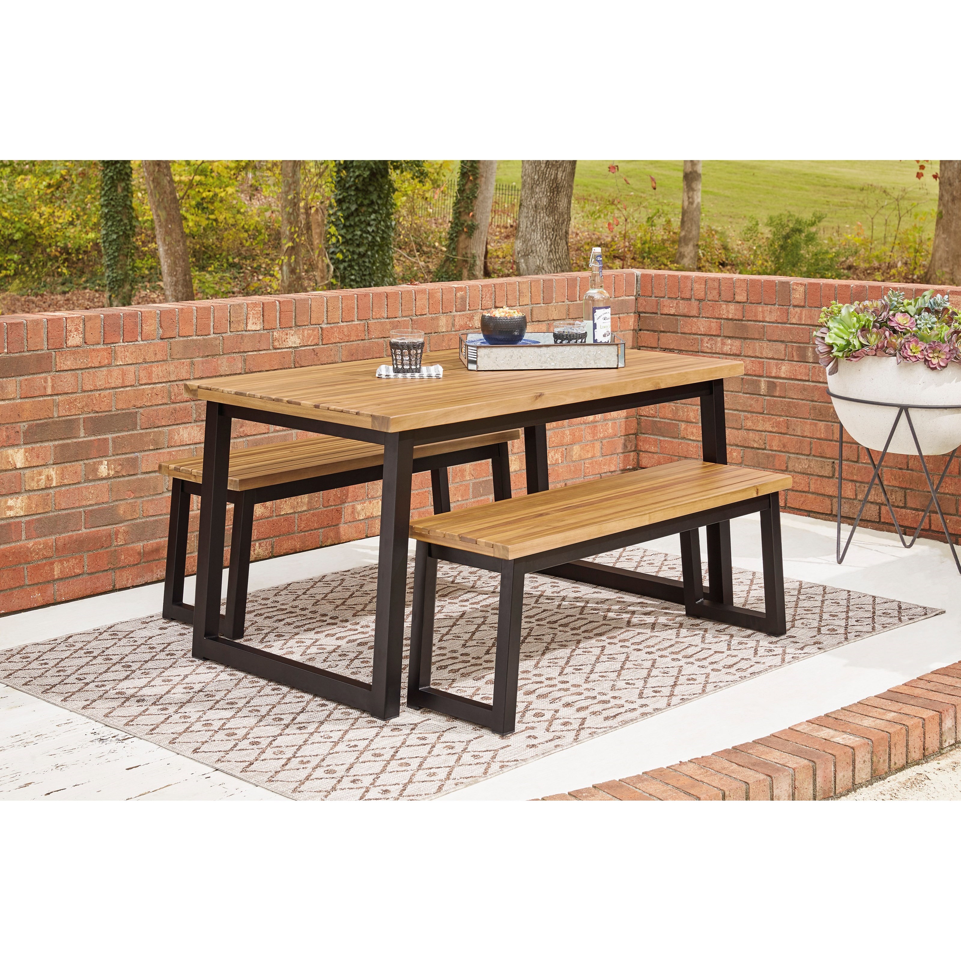 Metal and wood outdoor dining set 2025